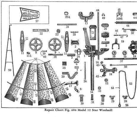 F & W Star 37 Windmill Repair Parts List 